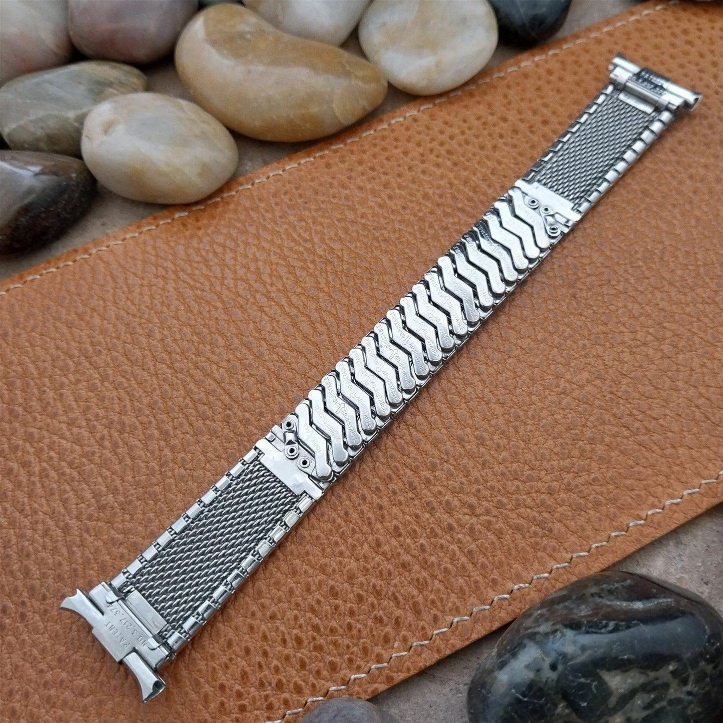 20mm 19mm 18mm Stainless Steel Bowles Bark Link Unused 1970s Vintage Watch Band
