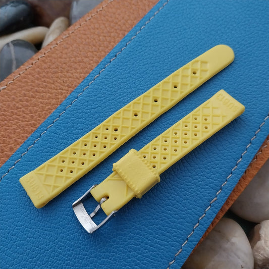Vintage 13mm Swiss SUB Ladies Yellow Skindiver Unused 1960s-1970s Watch Strap