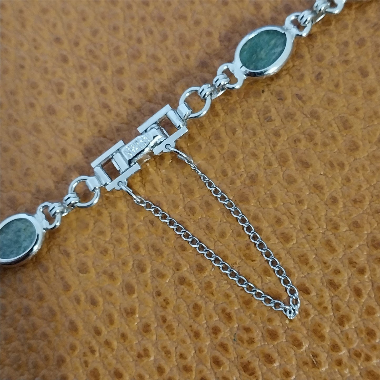 White Gold-Filled Jade Stone Kreisler Unused 1950s-1960s Vintage Watch Band