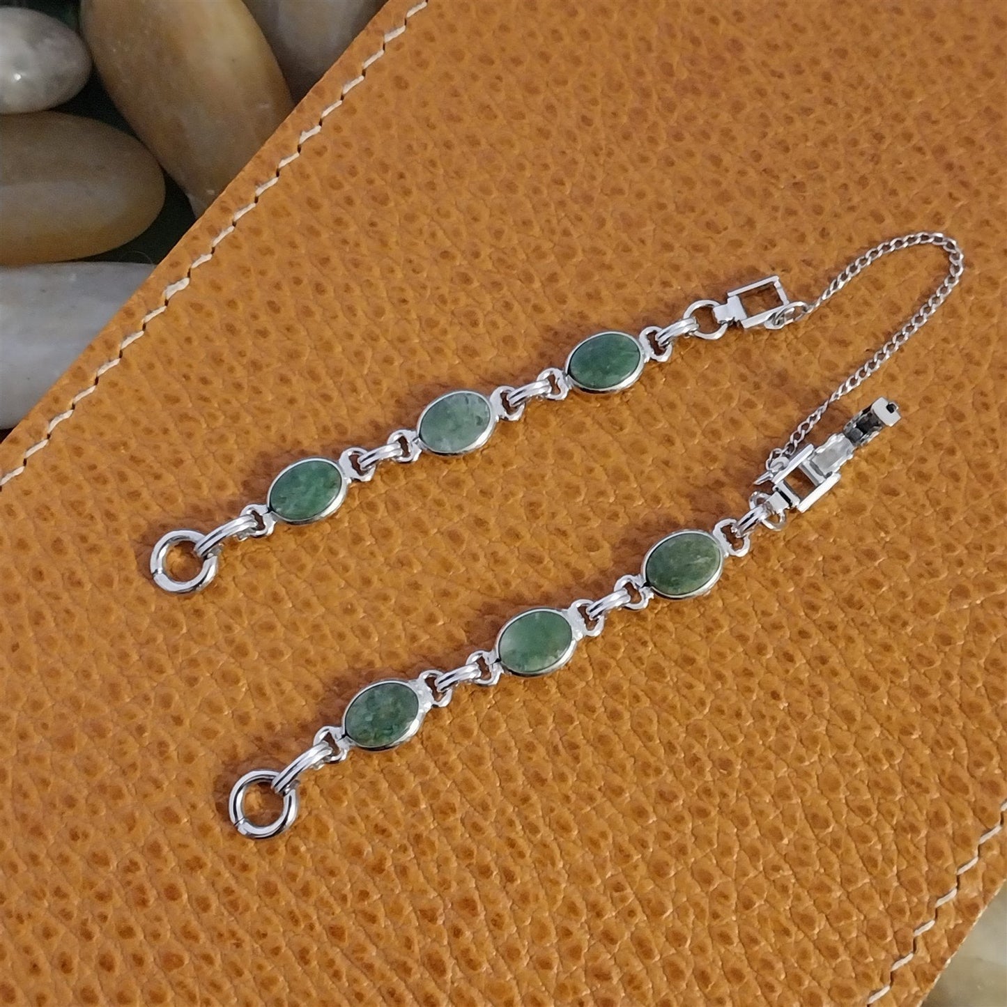 White Gold-Filled Jade Stone Kreisler Unused 1950s-1960s Vintage Watch Band