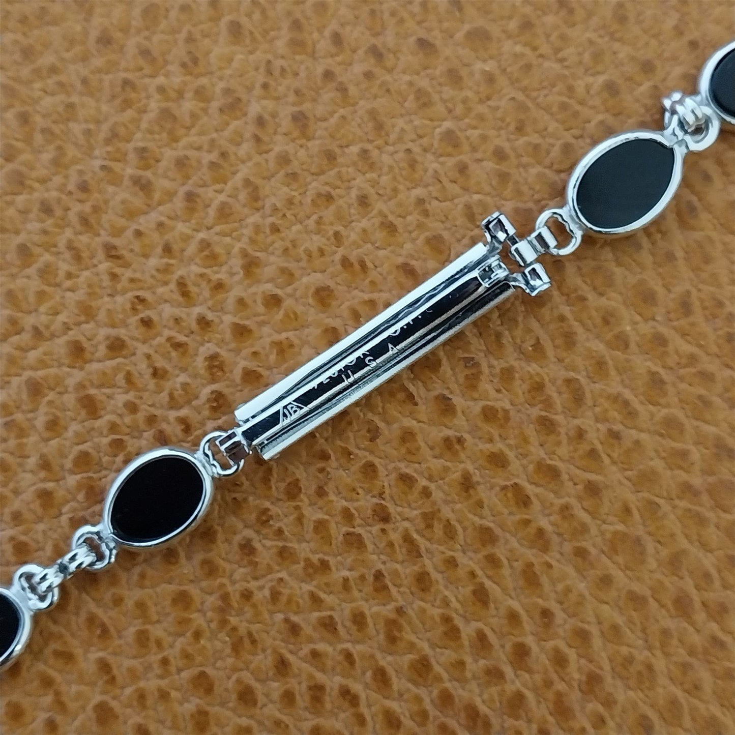 Ladies 10k White Gold-Filled & Onyx JB Champion Unused 1960s Vintage Watch Band