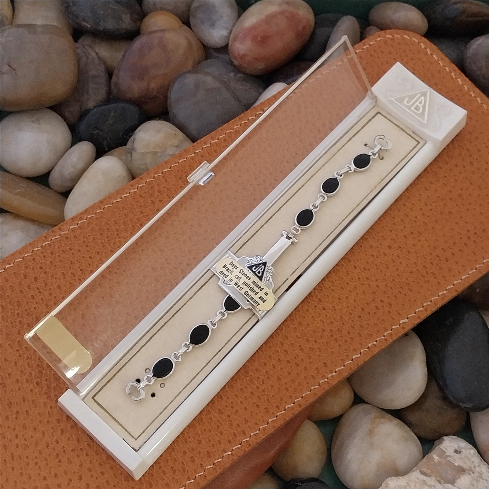 Ladies 10k White Gold-Filled & Onyx JB Champion Unused 1960s Vintage Watch Band