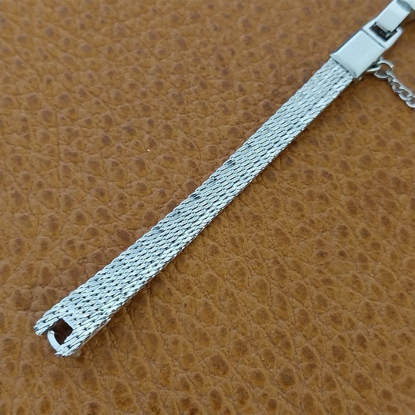 Ladies 10k White Gold-Filled Mesh Champion MCM 1960s Unused Vintage Watch Band