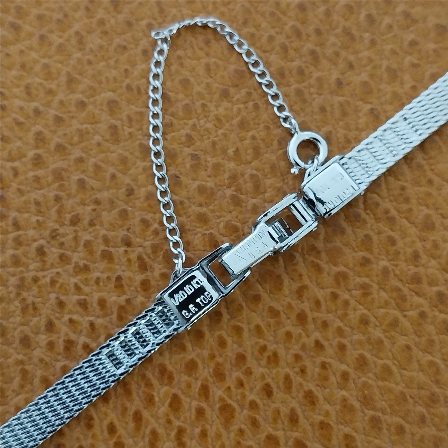 Ladies 10k White Gold-Filled Mesh Champion MCM 1960s Unused Vintage Watch Band