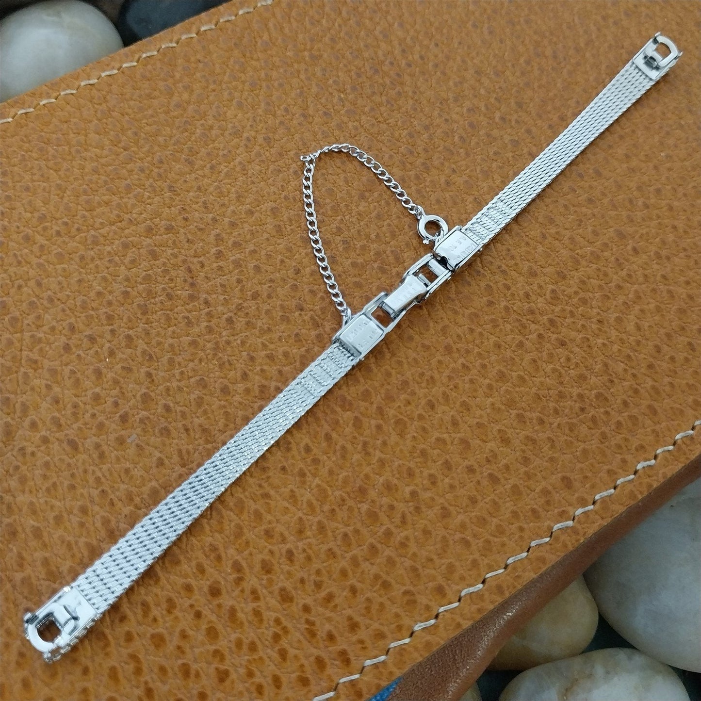 Ladies 10k White Gold-Filled Mesh Champion MCM 1960s Unused Vintage Watch Band