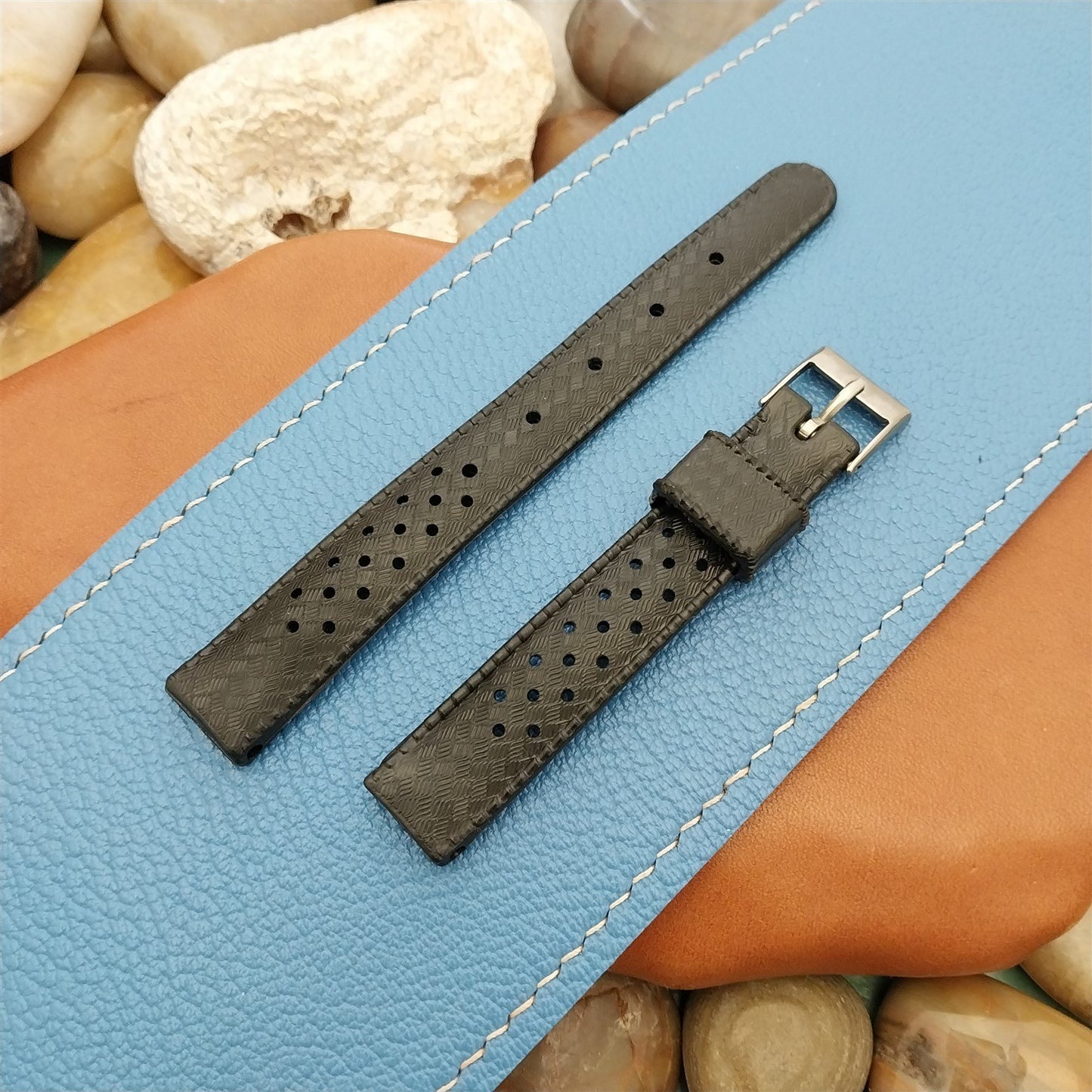 13mm Swiss SUB Dive Black Skindiver Strap Unused 1960s Vintage Watch Band nos