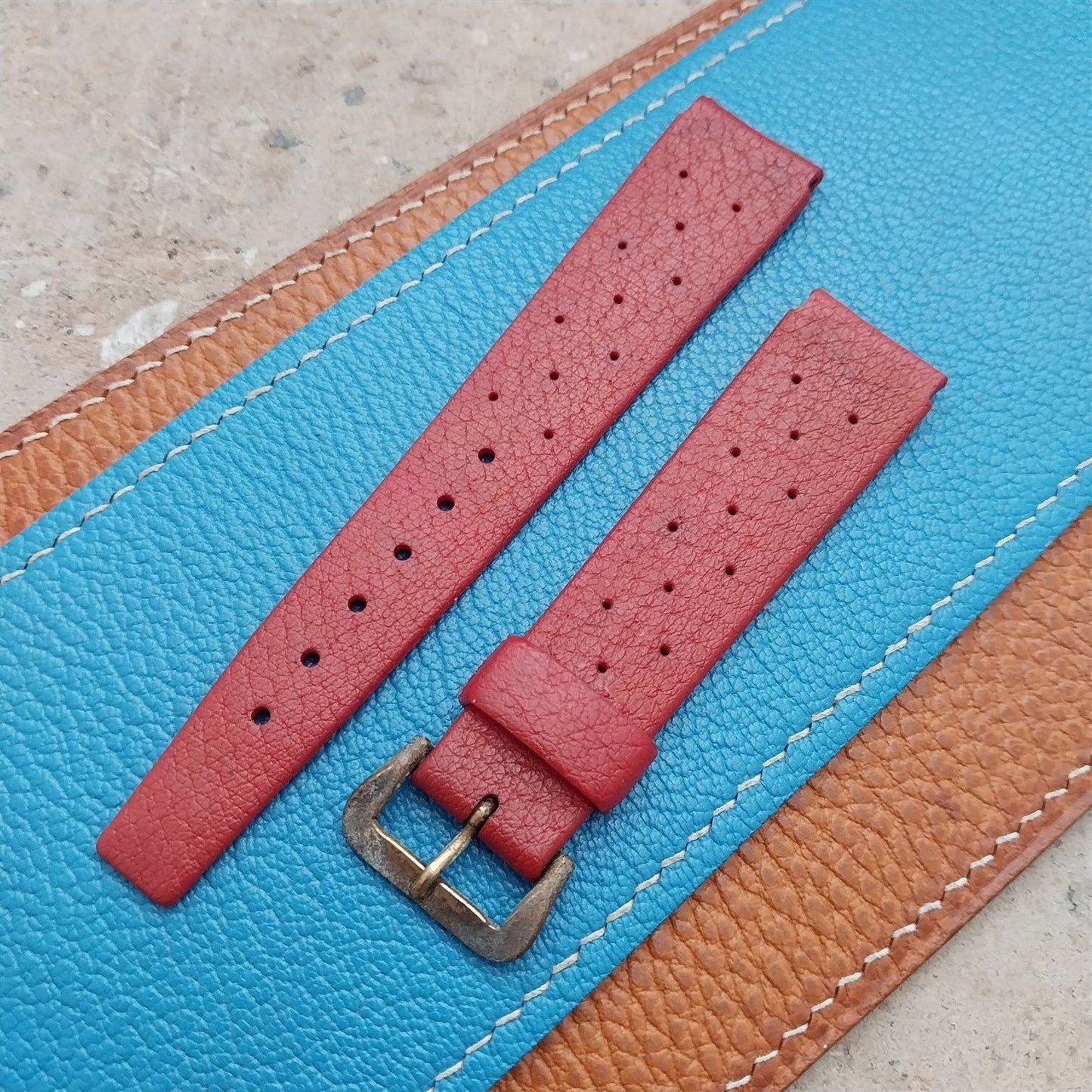 18mm Swiss Divers Tropic Star & Patina Brass Buckle 1960s Vintage Watch Strap