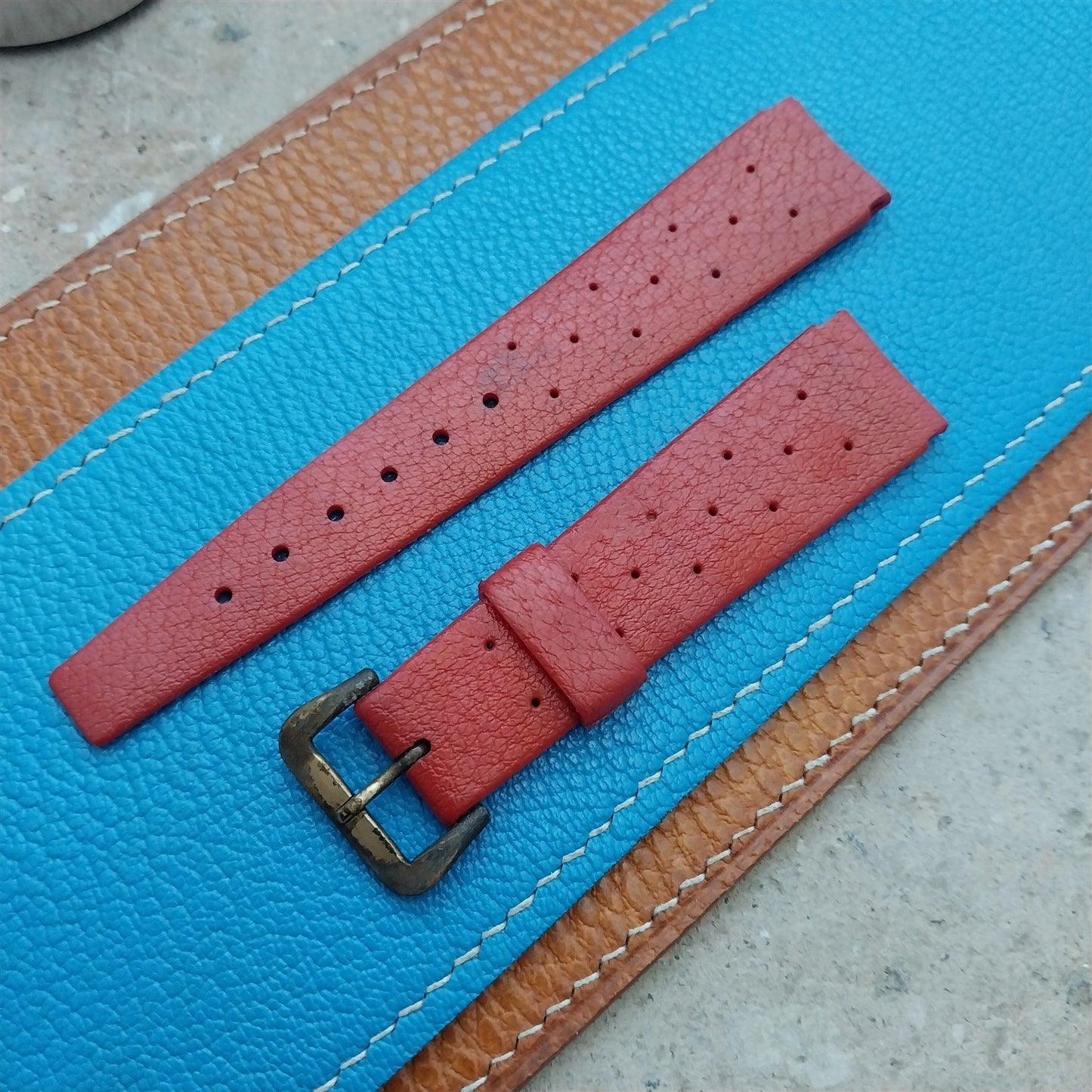 18mm Swiss Divers Tropic Star & Patina Brass Buckle 1960s Vintage Watch Strap