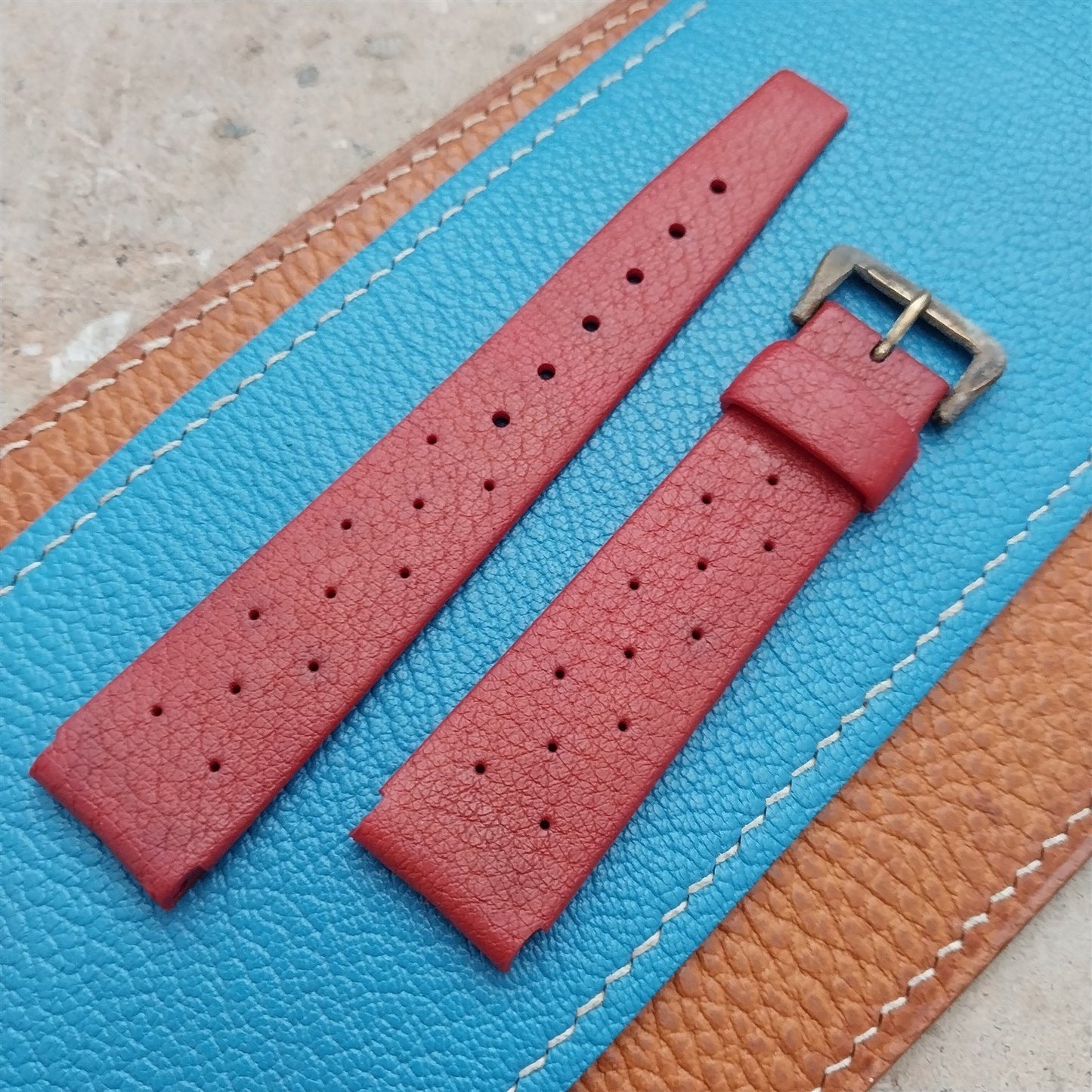 18mm Swiss Divers Tropic Star & Patina Brass Buckle 1960s Vintage Watch Strap