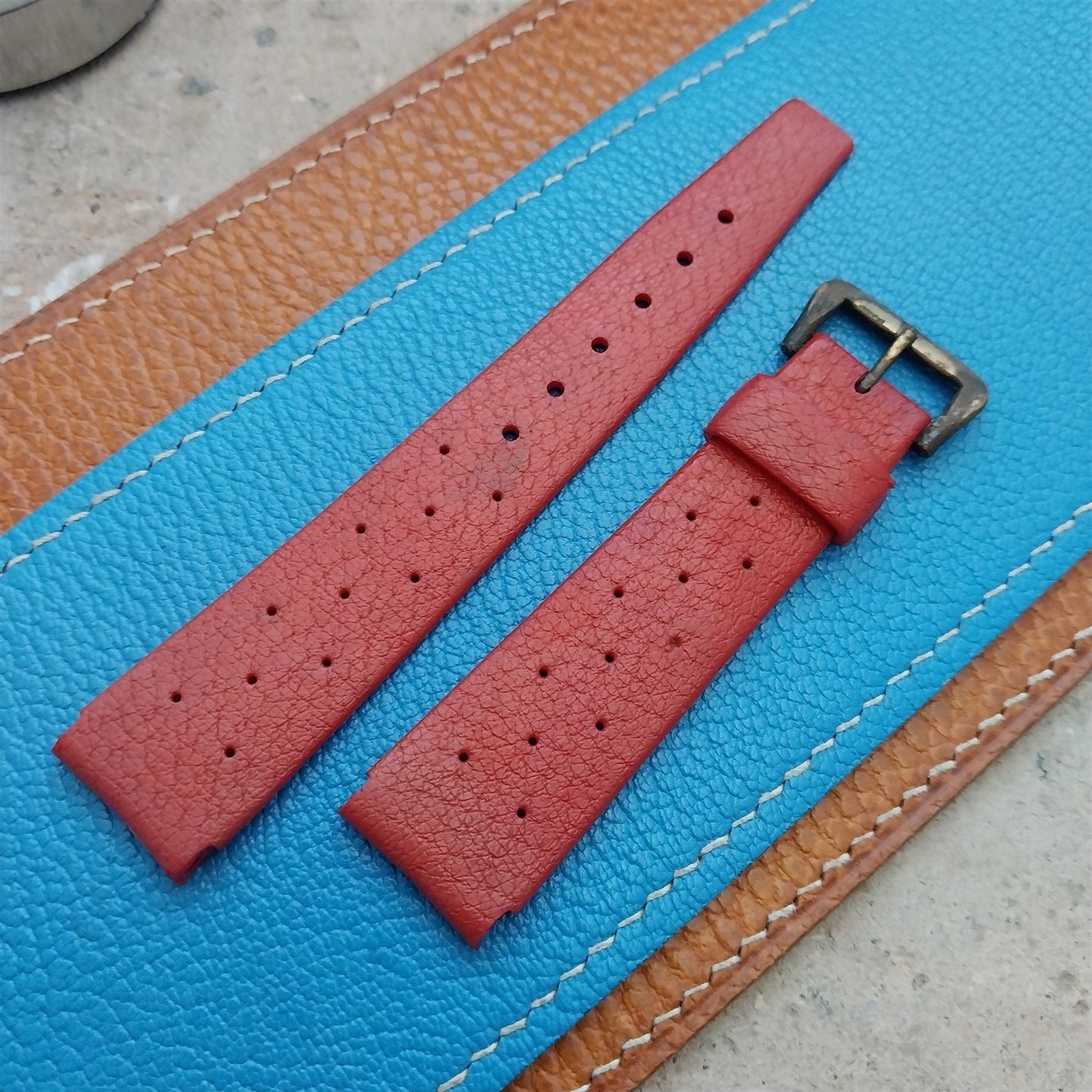 18mm Swiss Divers Tropic Star & Patina Brass Buckle 1960s Vintage Watch Strap