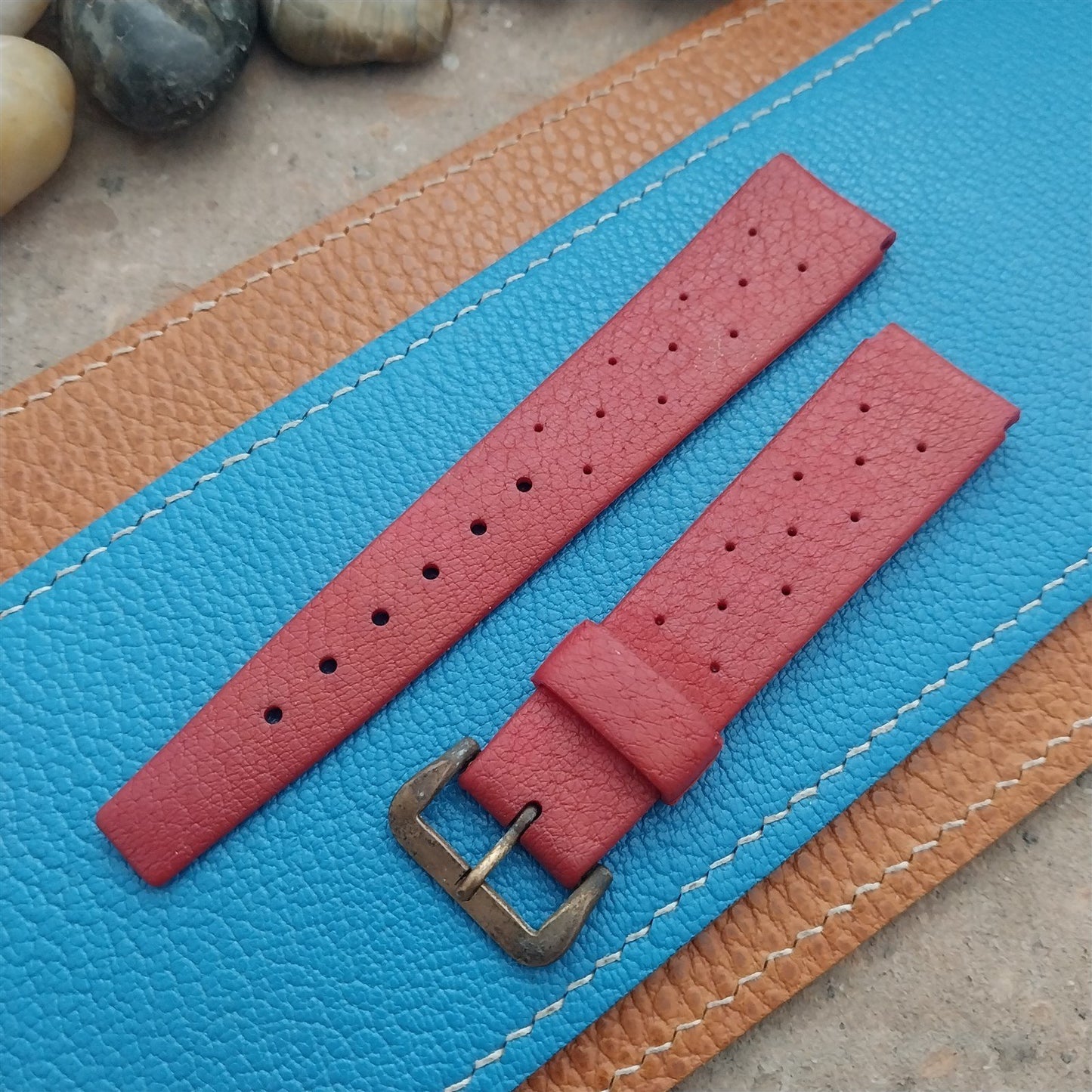 18mm Swiss Divers Tropic Star & Patina Brass Buckle 1960s Vintage Watch Strap