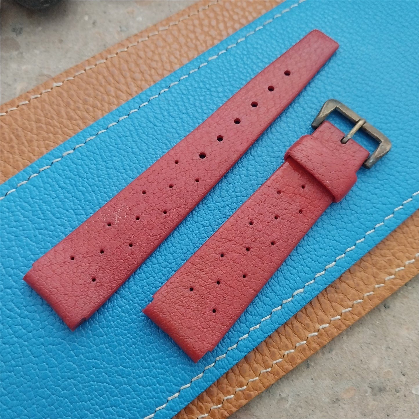 18mm Swiss Divers Tropic Star & Patina Brass Buckle 1960s Vintage Watch Strap