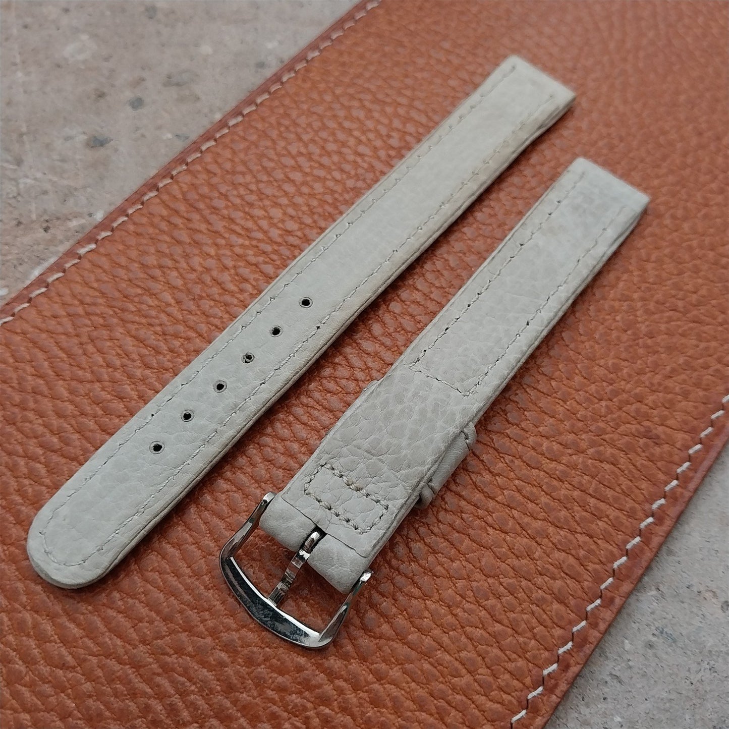 5/8" Gray Shrunken Calf Single-Keeper Long Unused nos 1950s Vintage Watch Band
