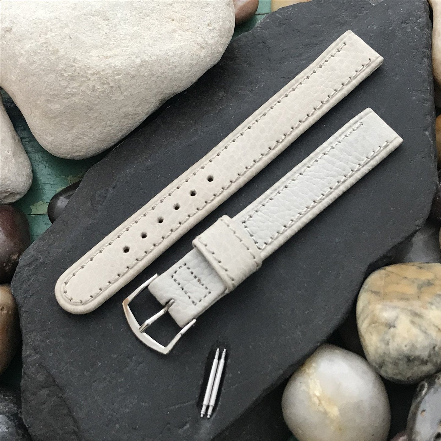 5/8" Gray Shrunken Calf Single-Keeper Long Unused nos 1950s Vintage Watch Band