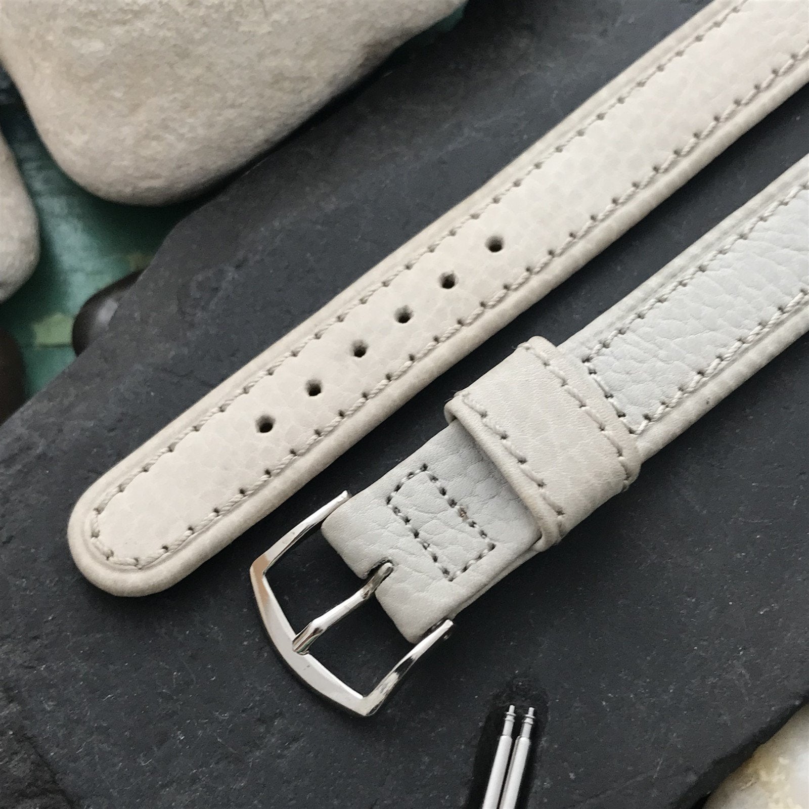 5/8" Gray Shrunken Calf Single-Keeper Long Unused nos 1950s Vintage Watch Band