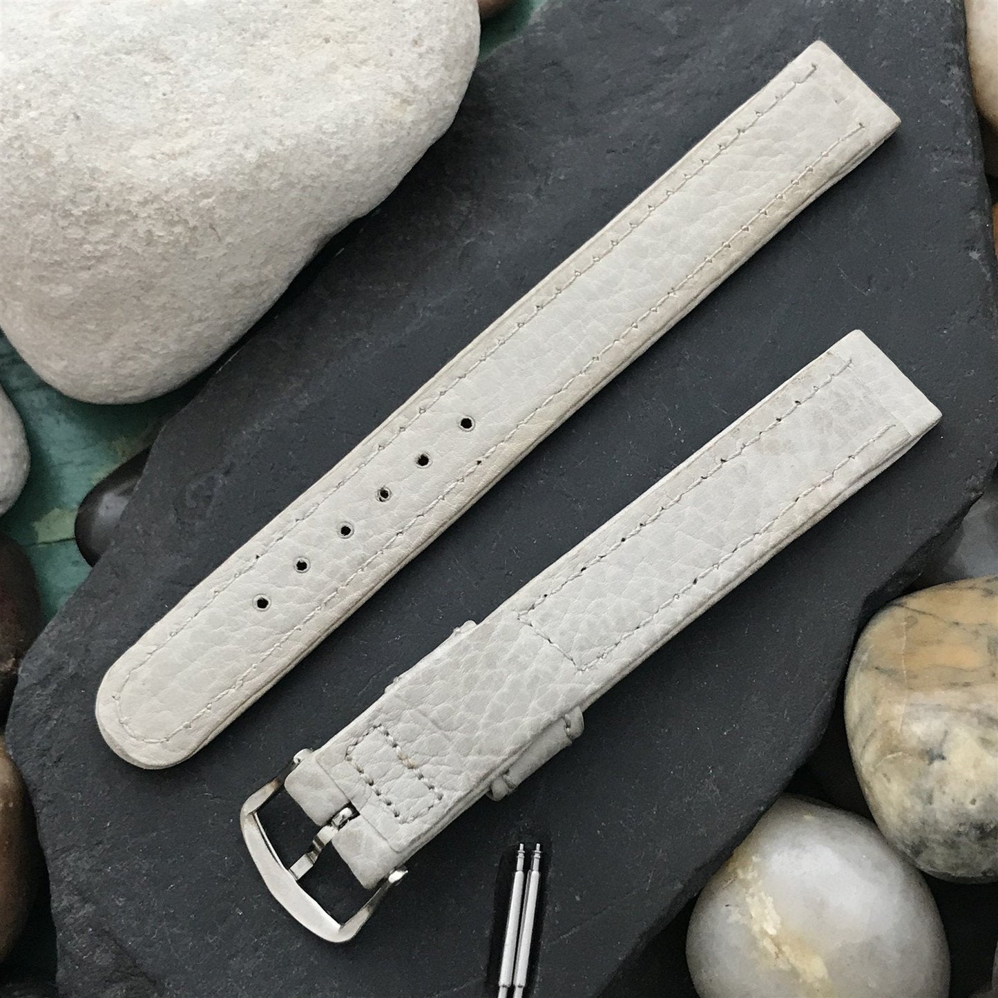 5/8" Gray Shrunken Calf Single-Keeper Long Unused nos 1950s Vintage Watch Band