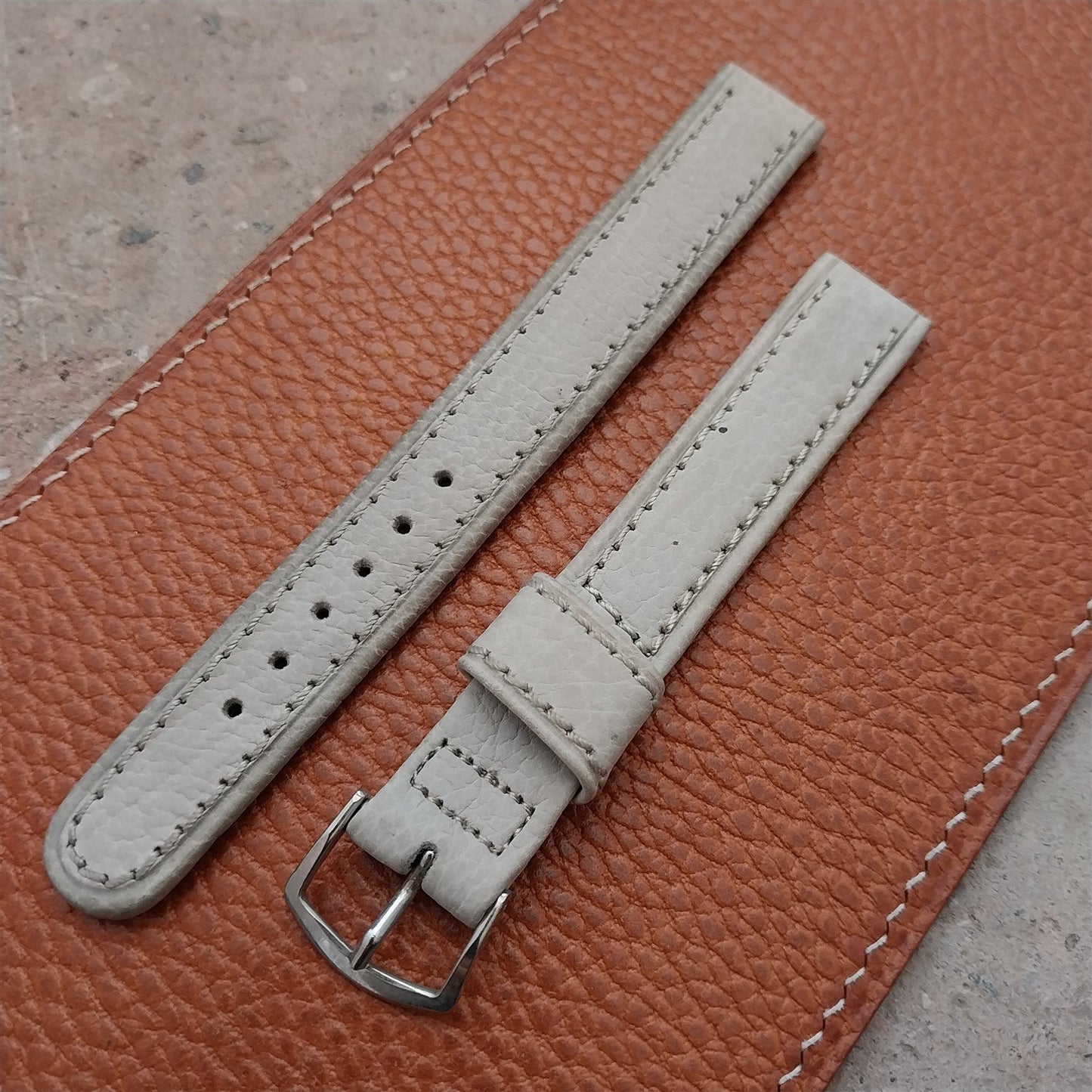 5/8" Long Gray Shrunken Calf Single-Keeper Unused nos 1960s Vintage Watch Band