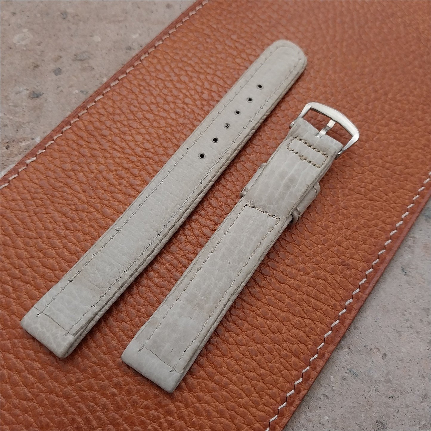 5/8" Long Gray Shrunken Calf Single-Keeper Unused nos 1960s Vintage Watch Band