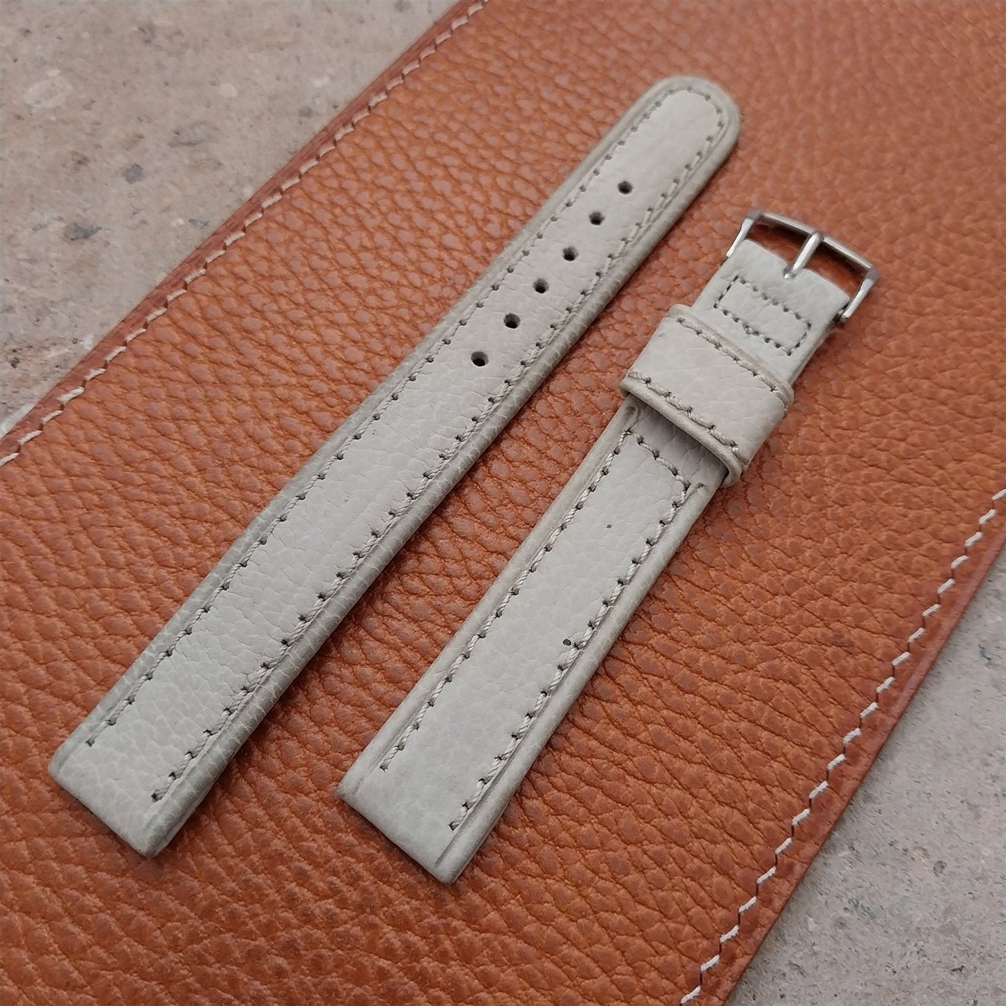 5/8" Long Gray Shrunken Calf Single-Keeper Unused nos 1960s Vintage Watch Band