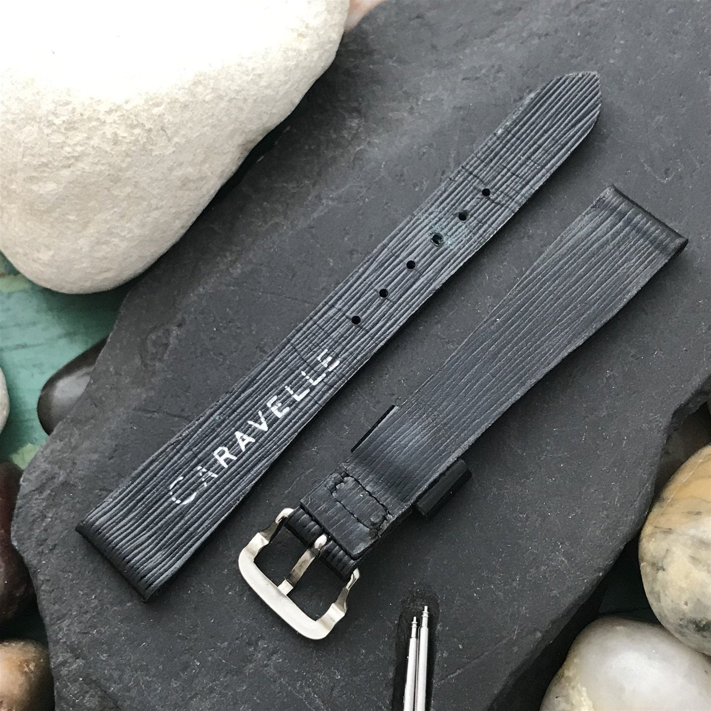 5/8" Bulova Caravelle Tapered Leather nos Unused 1970s Vintage Watch Band