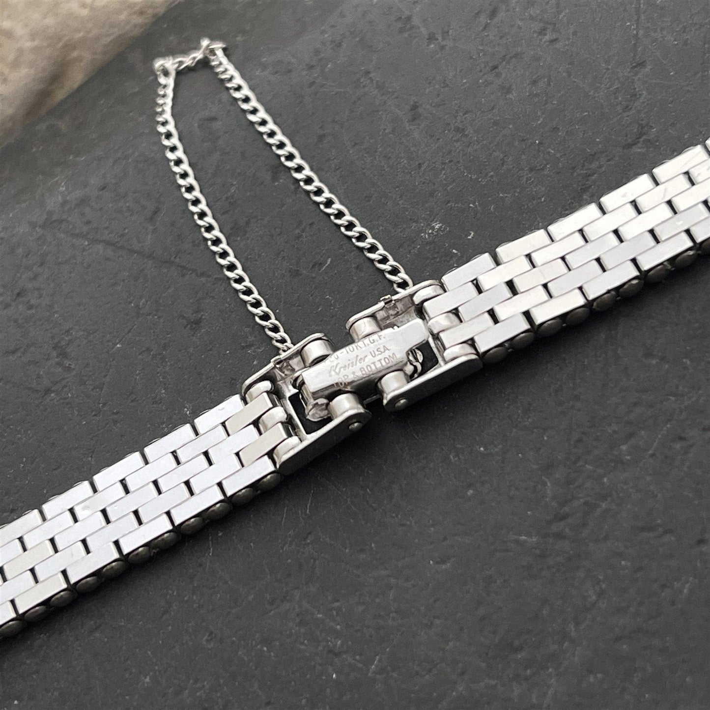 1/2" White Gold-Filled Ladies Mesh Kreisler Unused 1950s Vintage Watch Band