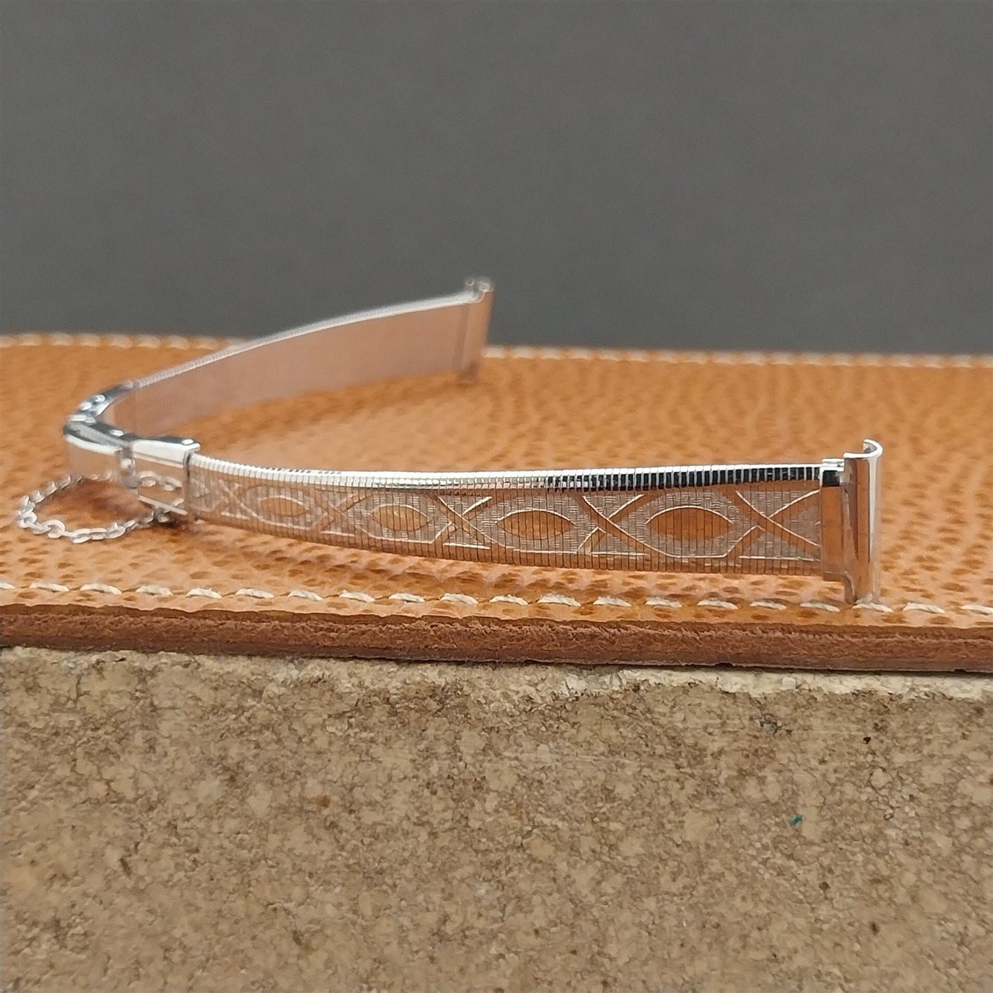 12K White Gold-Filled Mesh 1/2" Ladies Forstner Unused 1950s Vintage Watch Band