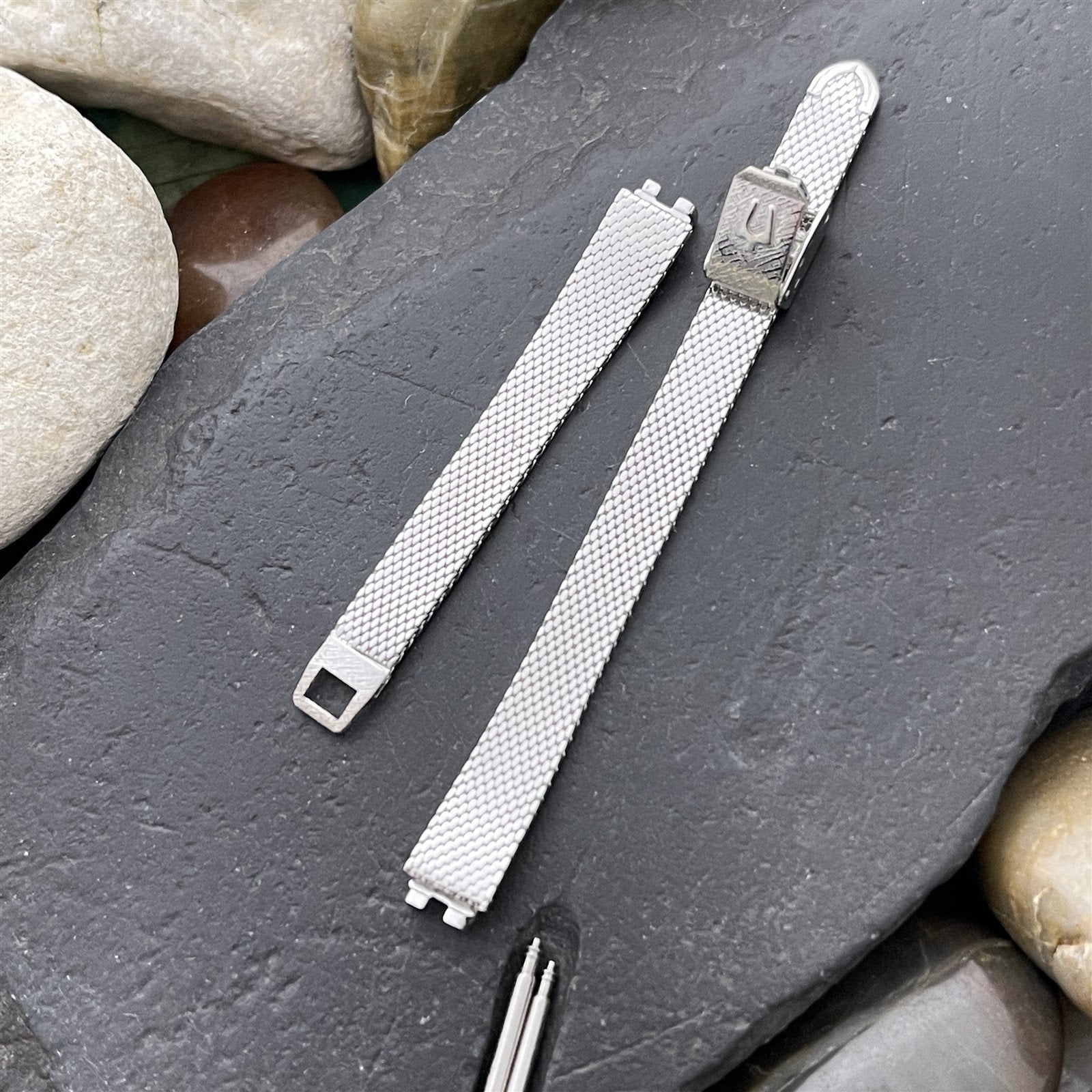 Accutron White Gold-Filled Mesh Ladies Unused 1960s Vintage Watch Band