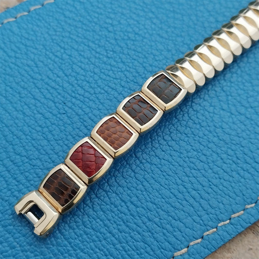 Gold-Filled & Lizard JB Champion Unused 1950s Cocktail Watch Band