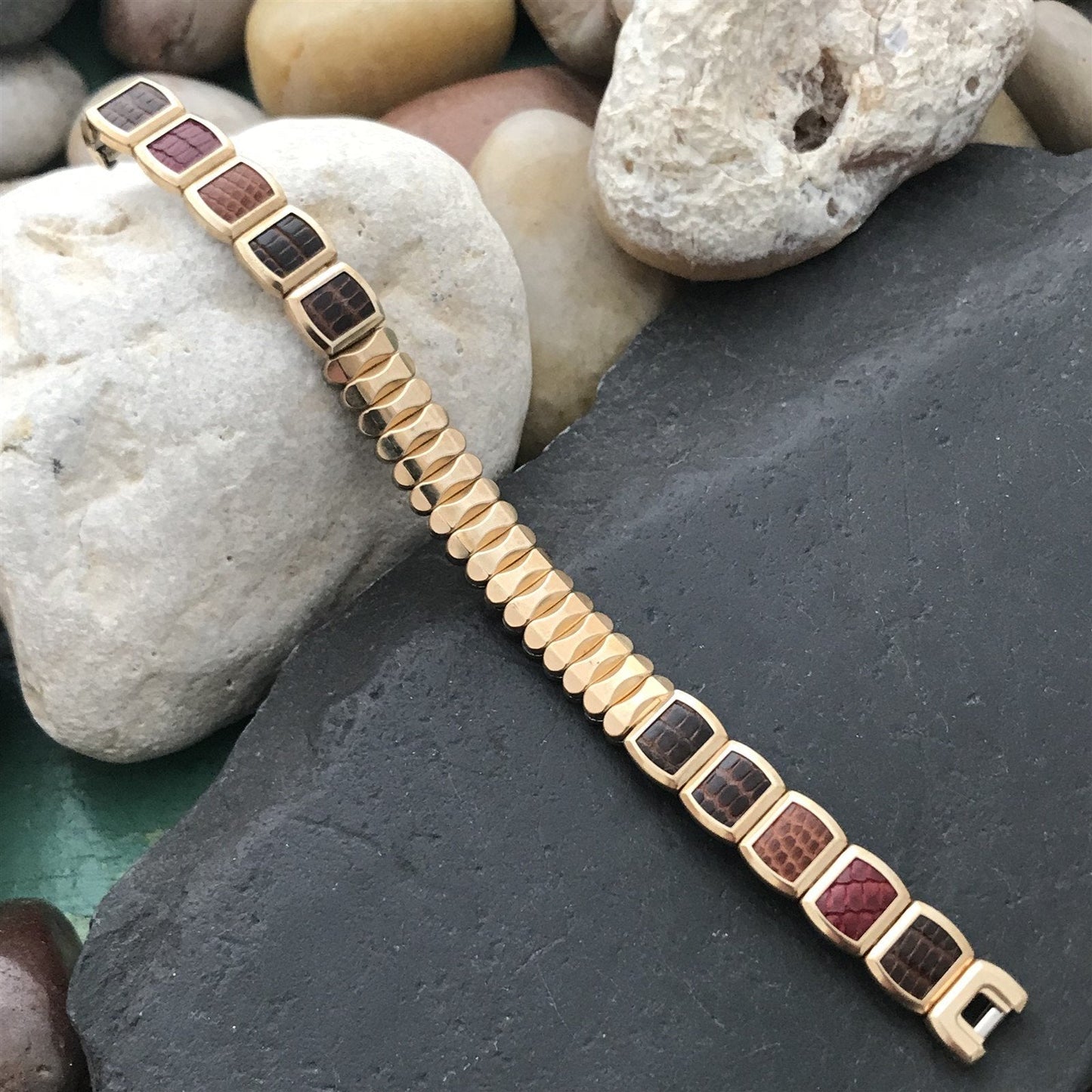 1950s Gold-Filled & Lizard Ladies JB Champion Expansion Unused Vintage Watch Band