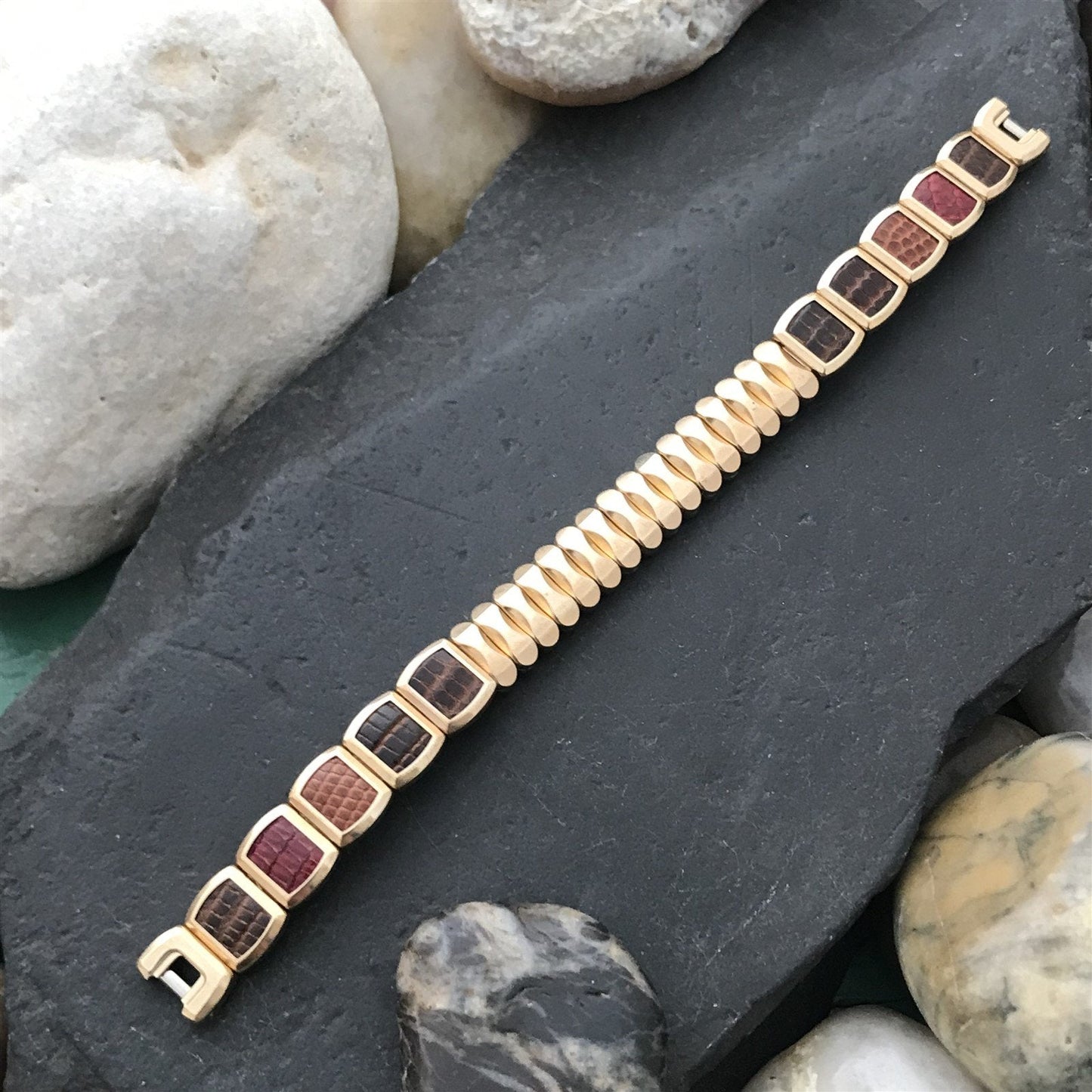 1950s Gold-Filled & Lizard Ladies JB Champion Expansion Unused Vintage Watch Band