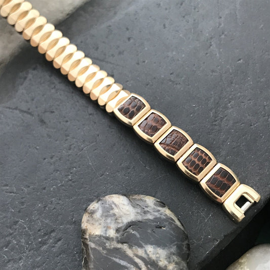 1950s Lizard & Gold Filled Ladies JB Champion Expansion Unused Vintage Watch Band