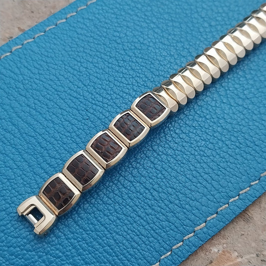 1950s Ladies Gold Filled & Lizard JB Champion Expansion Cocktail Watch Band