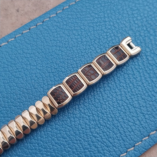 1950s Ladies Gold Filled & Lizard JB Champion Expansion Cocktail Watch Band