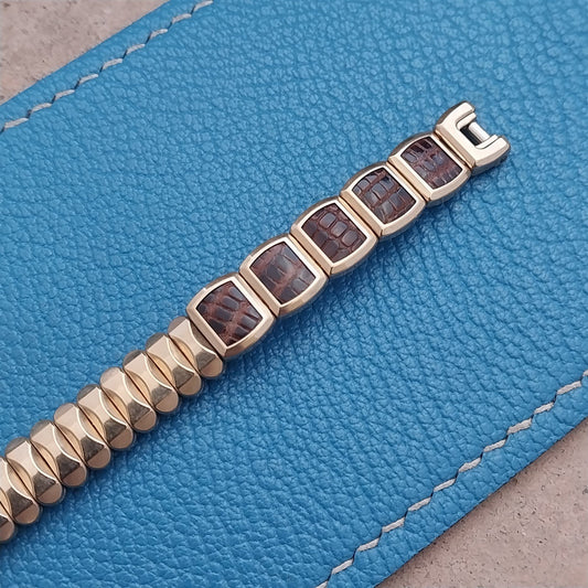 1950s Ladies Gold Filled & Lizard JB Champion Unused Vintage Cocktail Watch Band