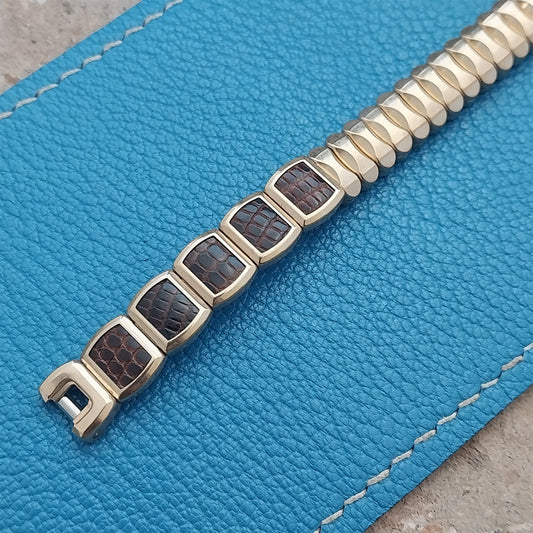 1950s Ladies Gold Filled & Lizard JB Champion Expansion Cocktail Watch Band