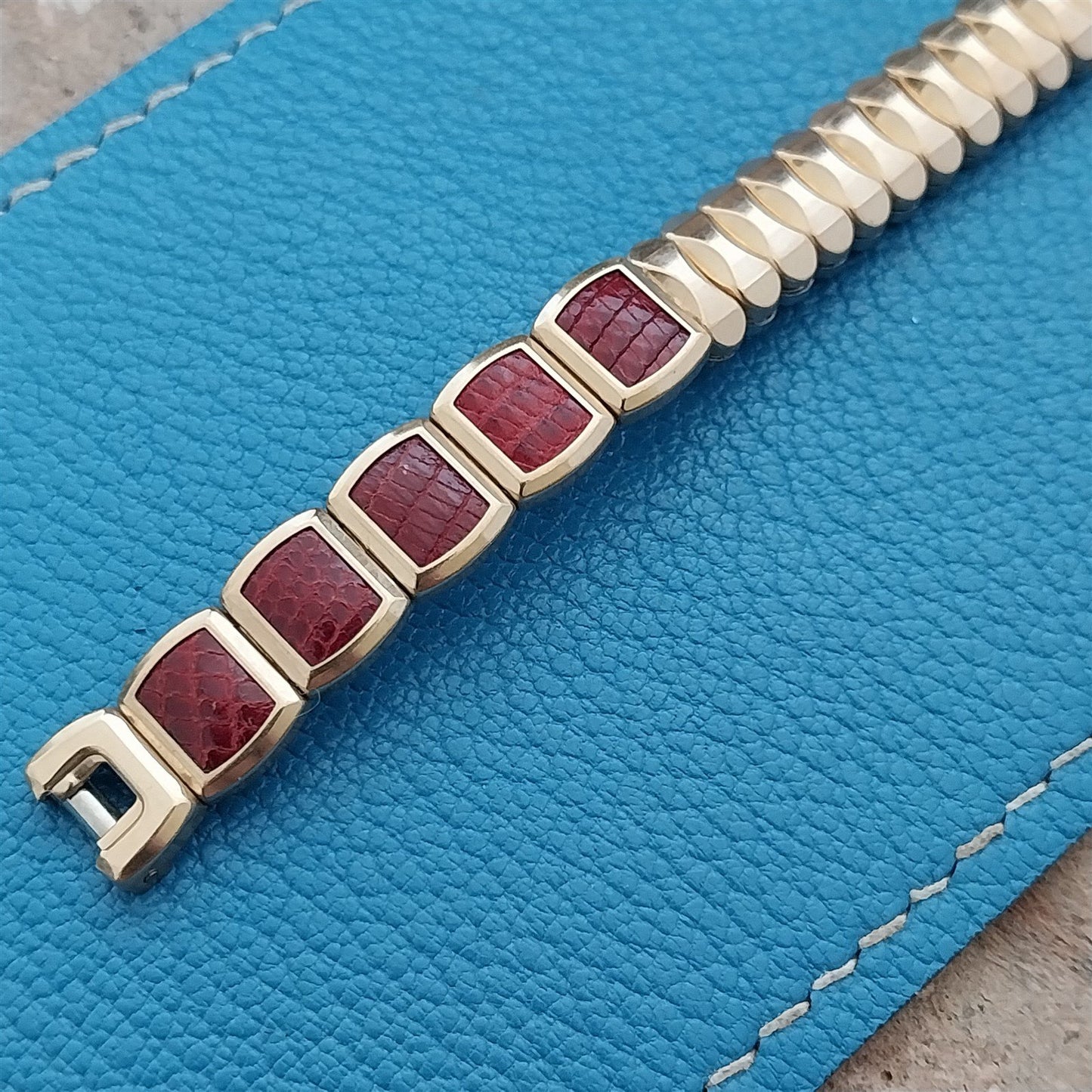 1950s Ladies Gold Filled &Lizard JB Champion Expansion Unused Vintage Watch Band