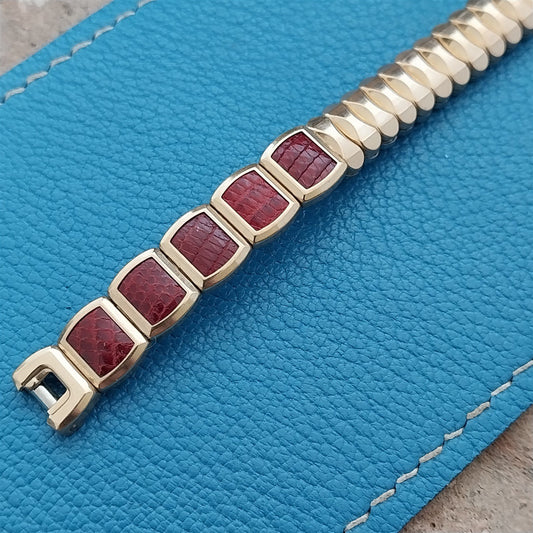 1950s Ladies Gold Filled &Lizard JB Champion Expansion Unused Vintage Watch Band