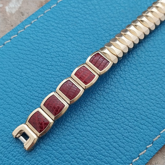 1950s Ladies Gold Filled &Lizard JB Champion Expansion Unused Vintage Watch Band