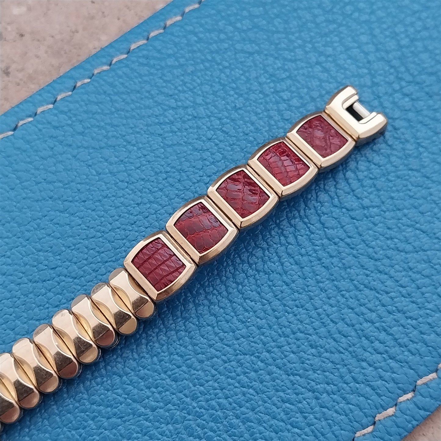 1950s Ladies Gold Filled &Lizard JB Champion Expansion Unused Vintage Watch Band