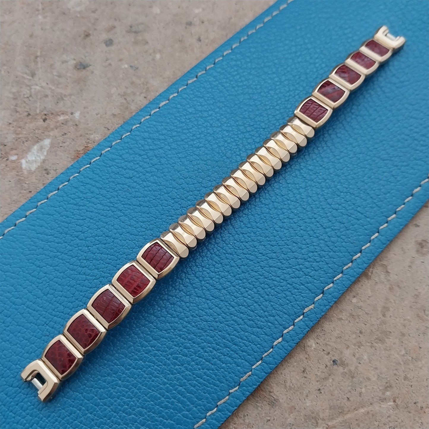 1950s Ladies Gold Filled &Lizard JB Champion Expansion Unused Vintage Watch Band