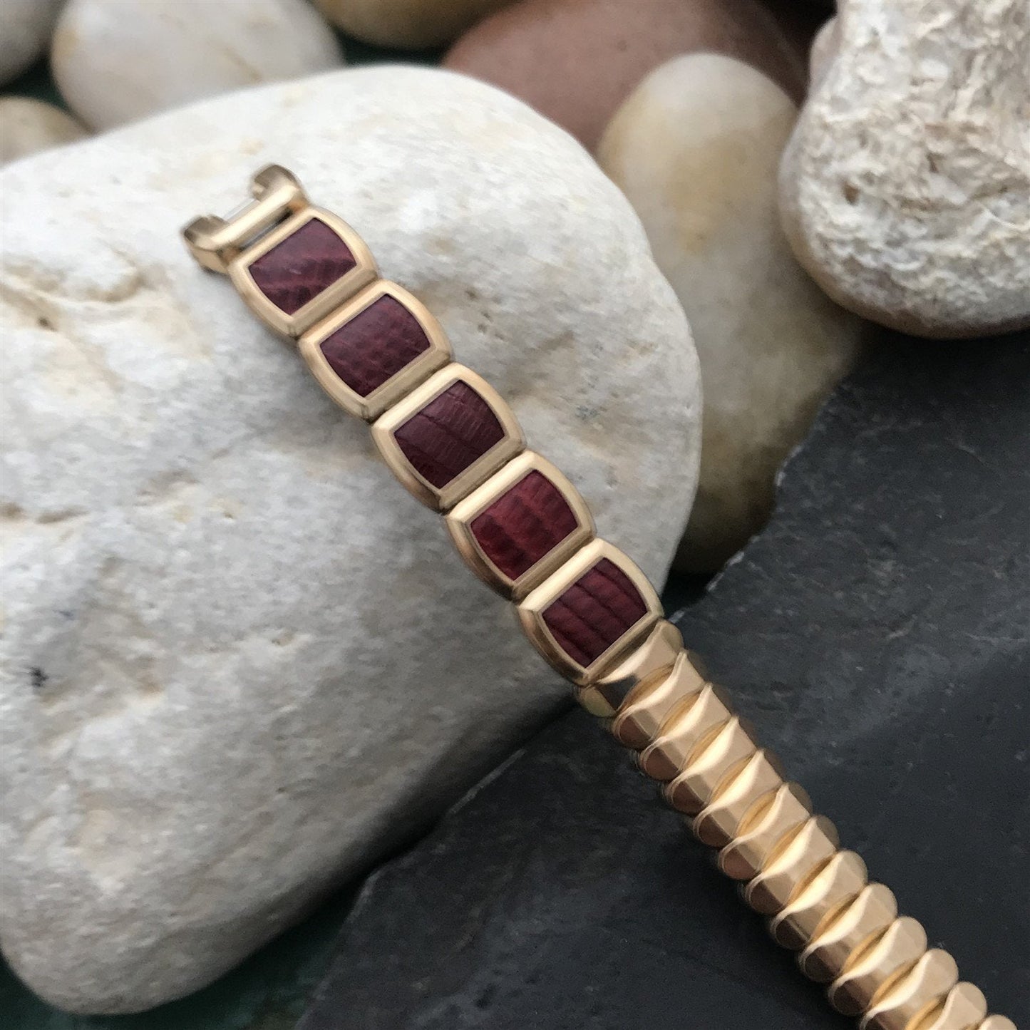 1950s Ladies Gold Filled & Lizard JB Champion Expansion Unused Vintage Watch Band