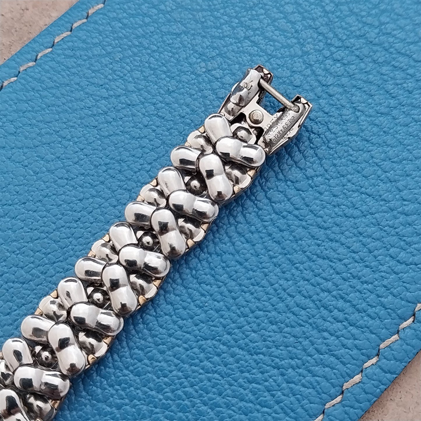 1950s Ladies Gold Filled & Lizard Apex Expansion Vintage Cocktail Watch Band