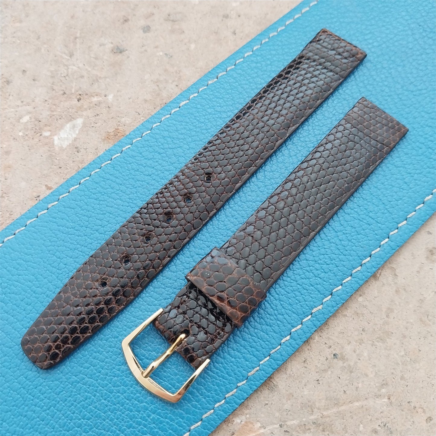 16mm Kalbe Brown Lizard Long Unused nos Vintage Watch Band