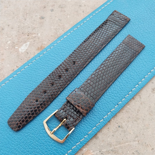 16mm Kalbe Brown Lizard Long Unused nos Vintage Watch Band
