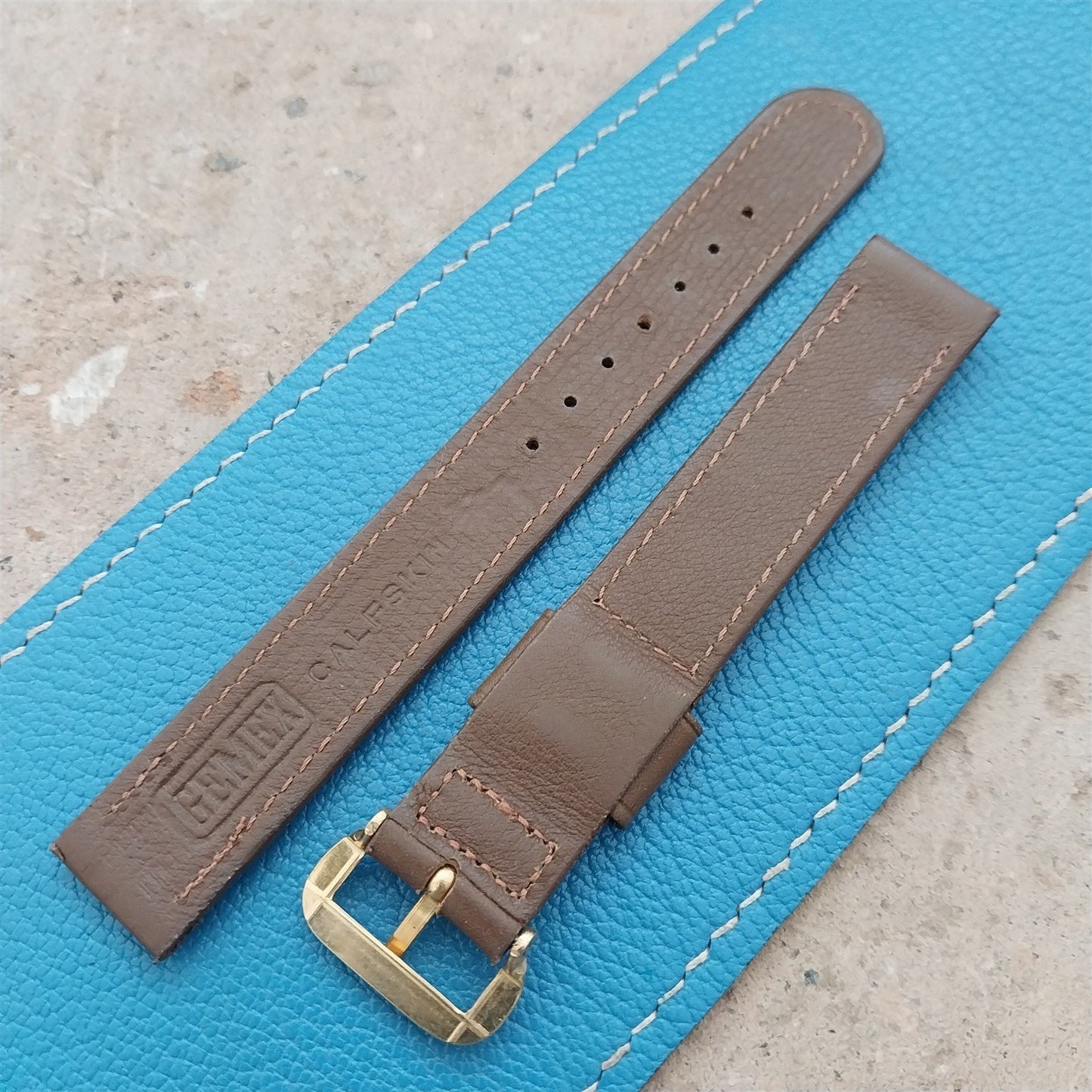 5/8" Gemex Long Brown Calfskin Single-Keeper 1950s Unused Vintage Watch Strap