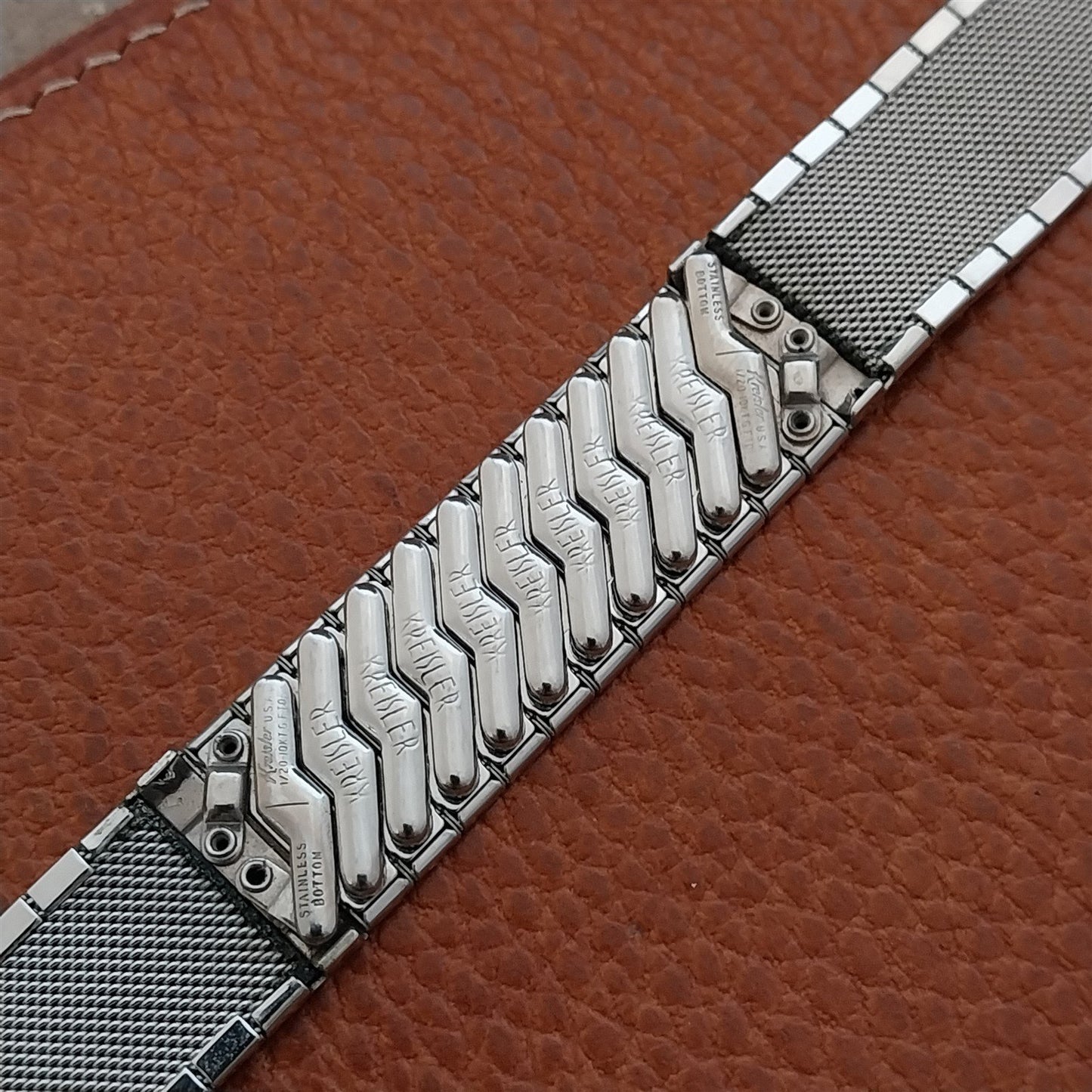 17.2mm 1950s Kreisler White Gold Filled Mesh Unused Vintage Watch Band