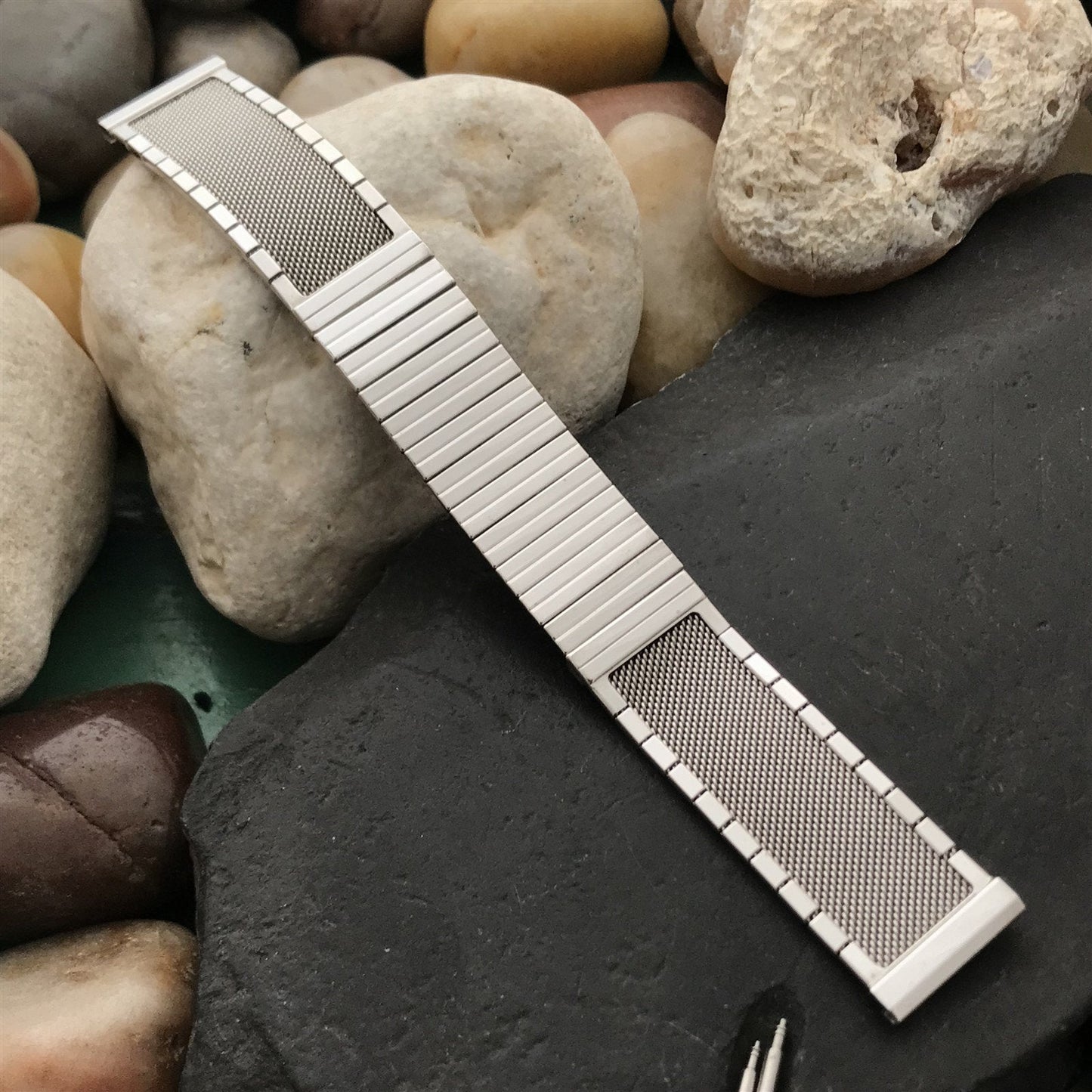 17.2mm 11/16" 1950s Kreisler White Gold Filled Mesh Unused Vintage Watch Band