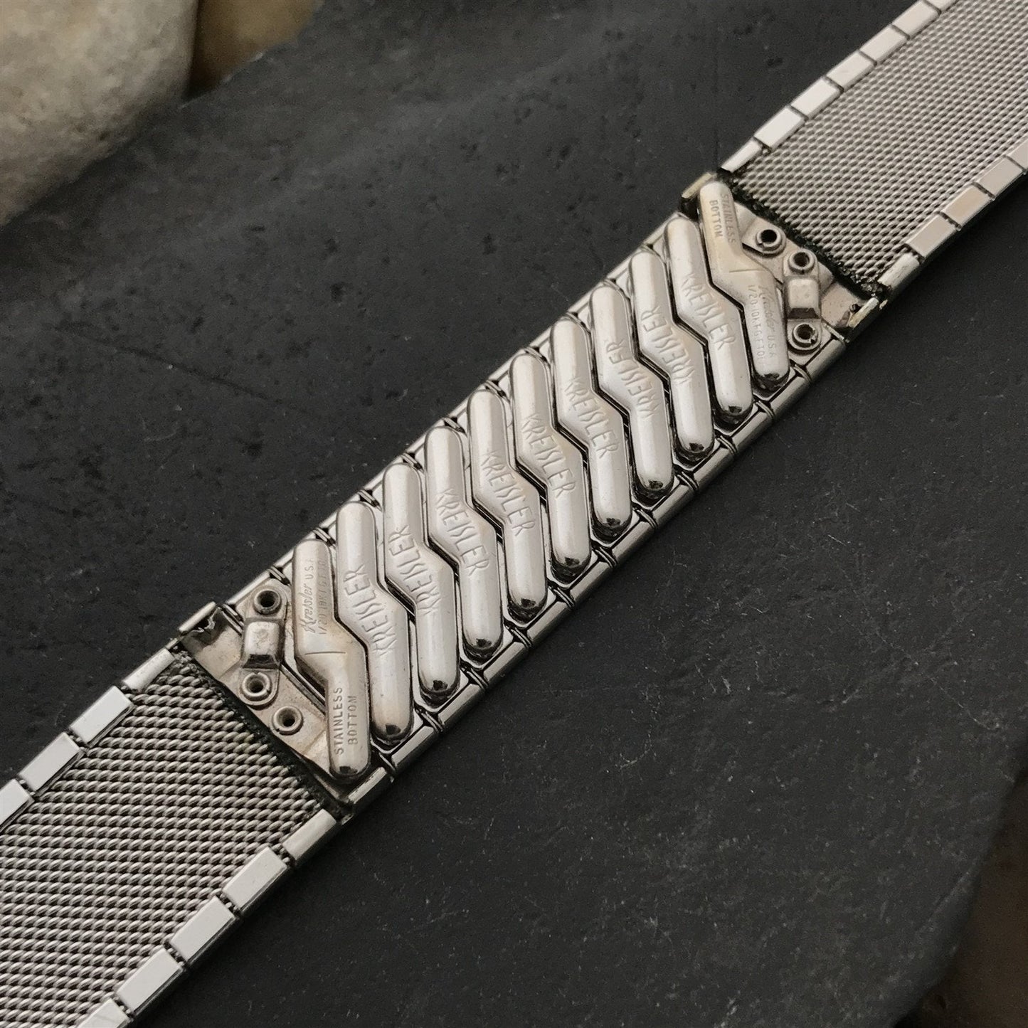 17.2mm 11/16" 1950s Kreisler White Gold Filled Mesh Unused Vintage Watch Band