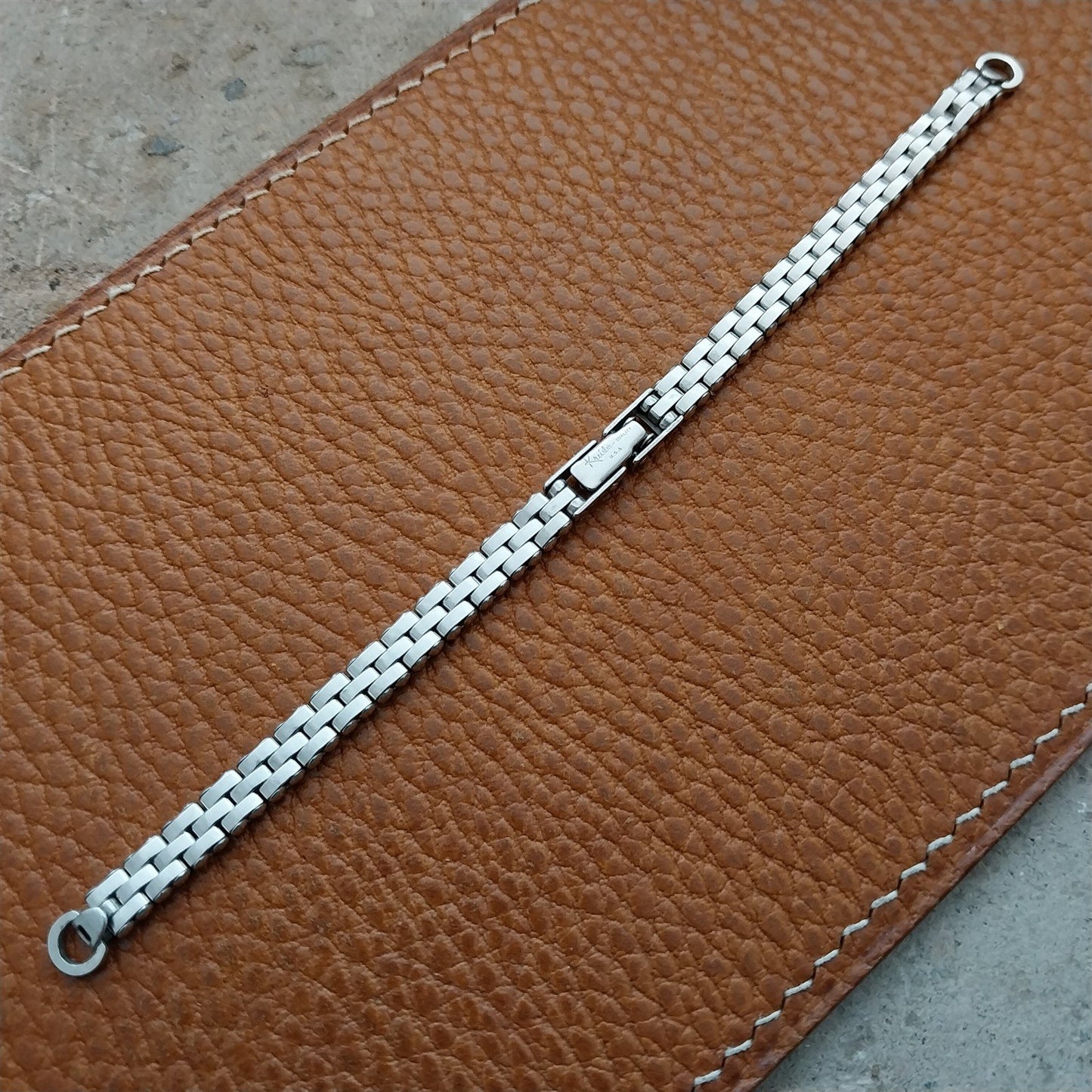 White Gold-Fill Ladies Mesh Kreisler 1950s Unused Vintage Cocktail Watch Band