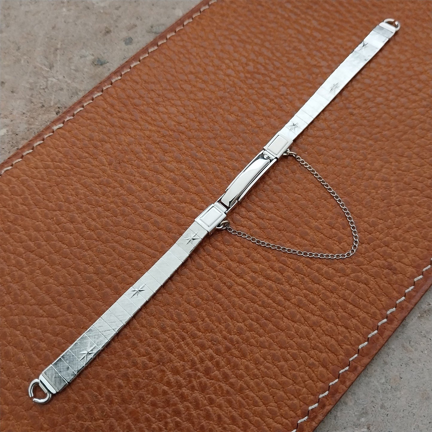 Ladies White Gold-Filled Downing Starburst 1960s Unused Vintage Watch Band